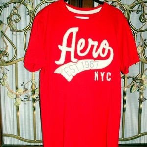 AEROPOSTALE Men's Red Logo Tee-MED